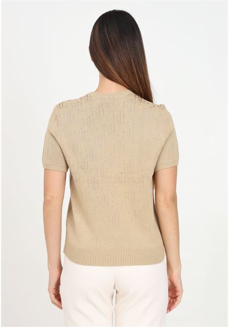 T-shirt a manica corta beige da donna con logo monogram LAUREN RALPH LAUREN | 200909156001BROWN